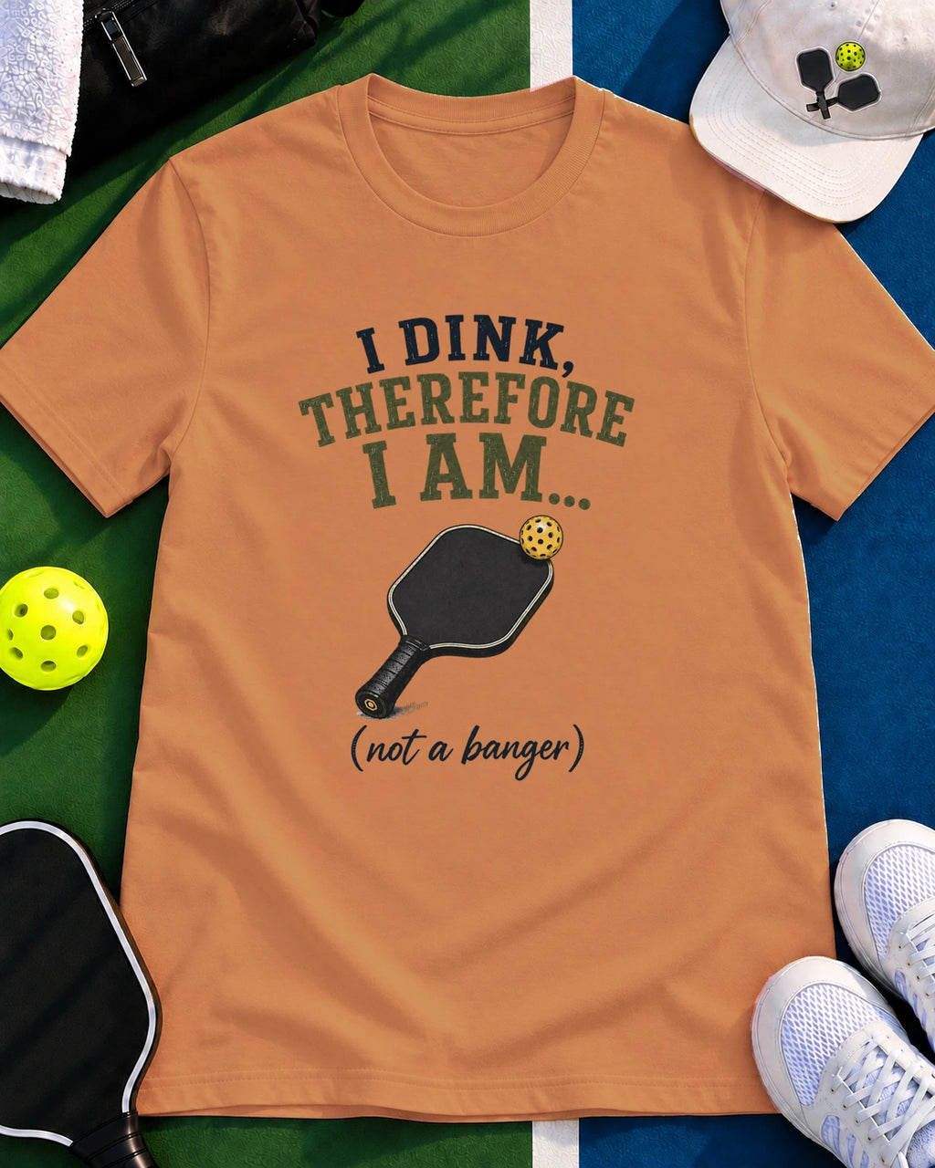 I Dink Therefore I Am  (Not a Banger) Pickleball T-Shirt