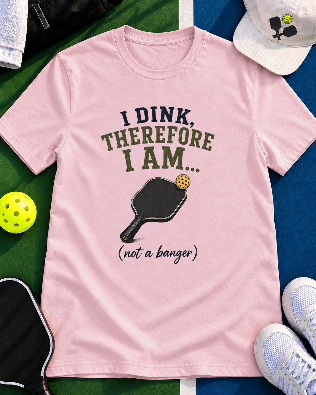 I Dink Therefore I Am  (Not a Banger) Pickleball T-Shirt