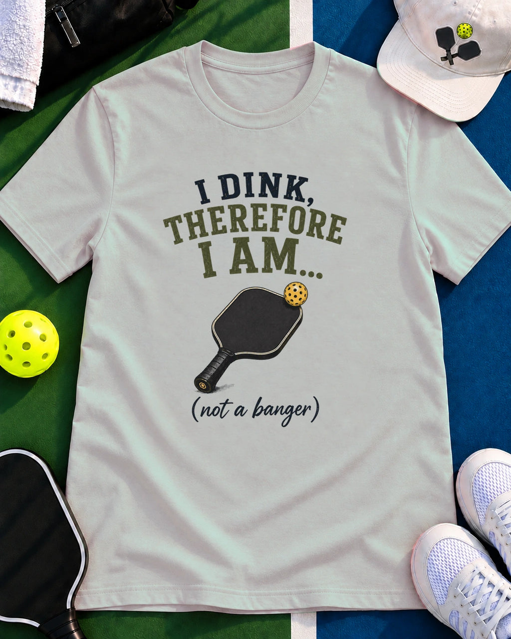 I Dink Therefore I Am  (Not a Banger) Pickleball T-Shirt